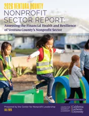 Cover of Ventura County nonprofit sector report with children in safety vests playing outdoors.